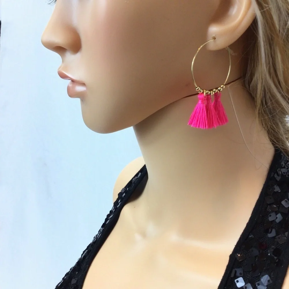 (3) Claire’s Fashion Boho Dangle Hoop Earrings- L4